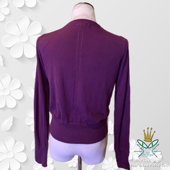 Banana Republic Purple Sweater Cardigan with Crystal Glass Buttons, Medium - Picture 5 of 9